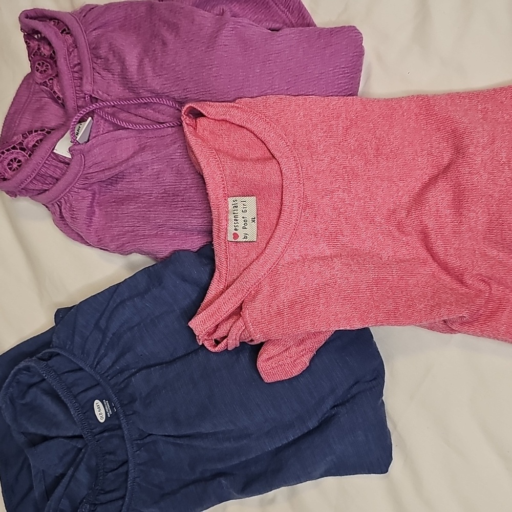 3 Vibrant Girls Tops XL - Purple, Pink, Blue